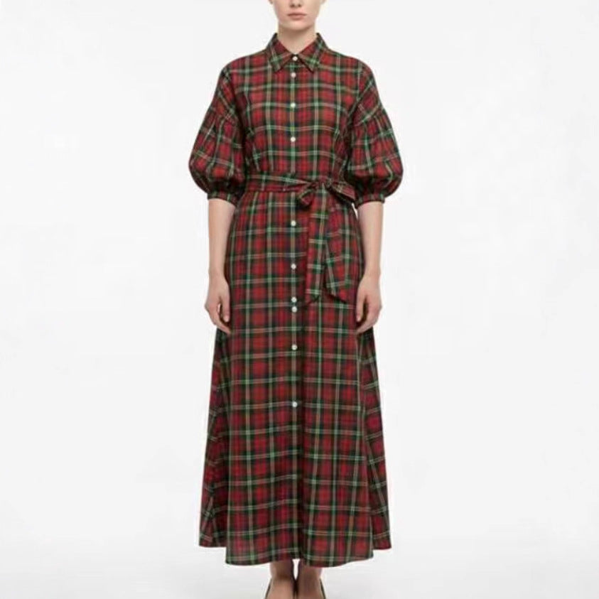 Plaid Casual Shirt Dress