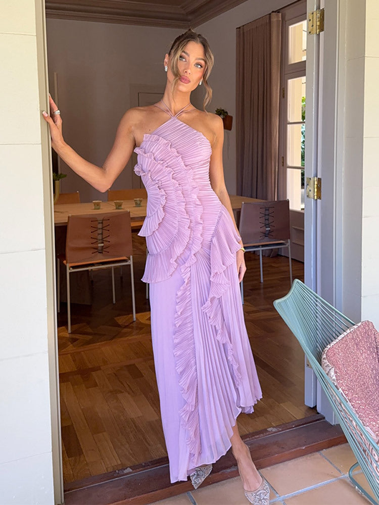 Ruffled Halter Neck Dress