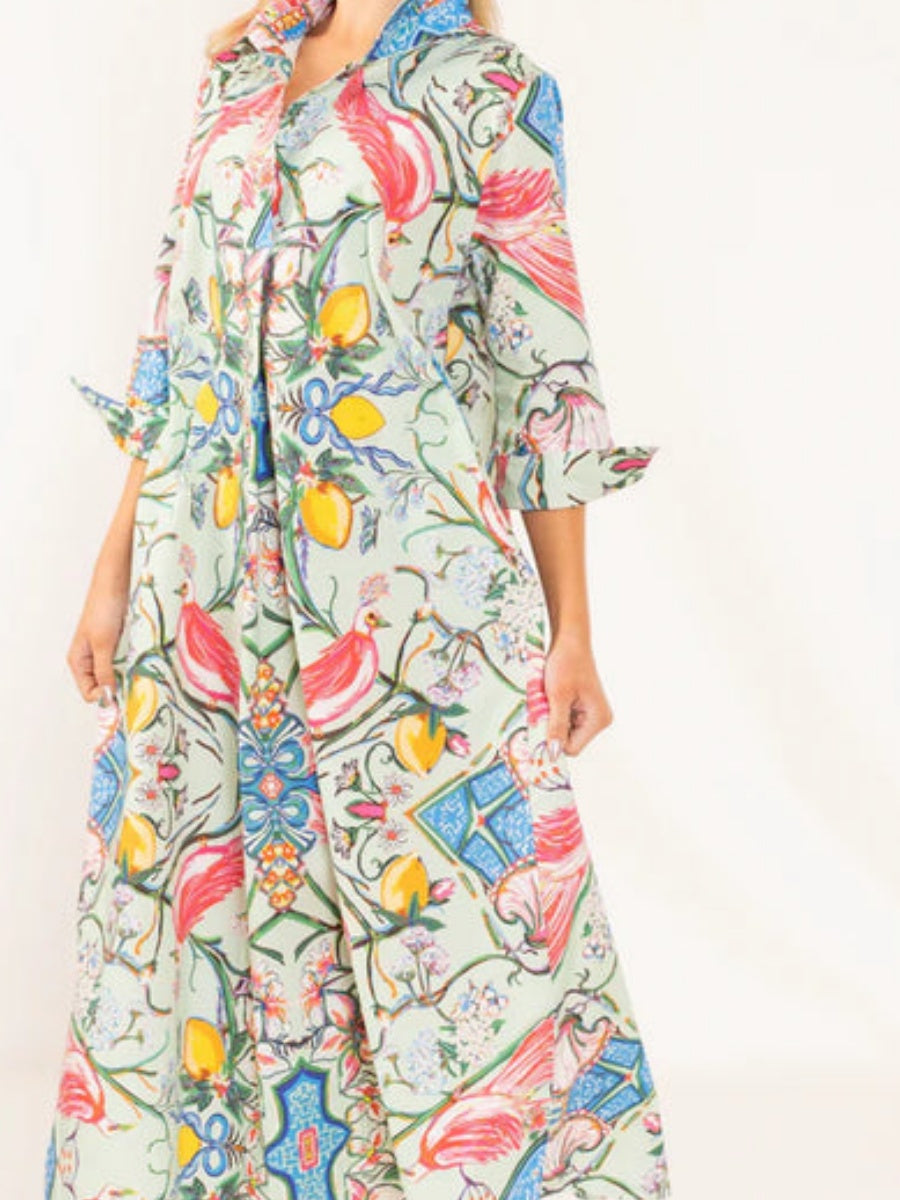 Mint Chinois Shirt Dress