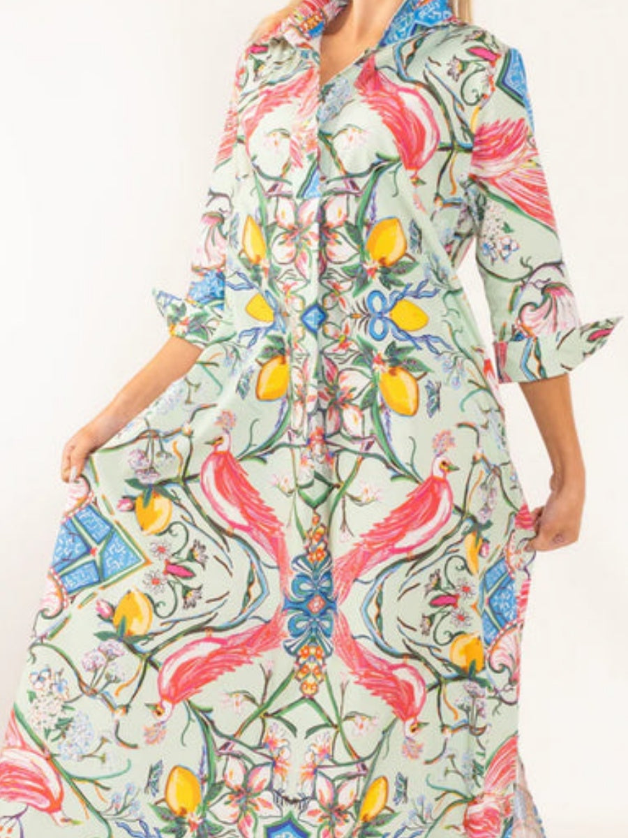 Mint Chinois Shirt Dress