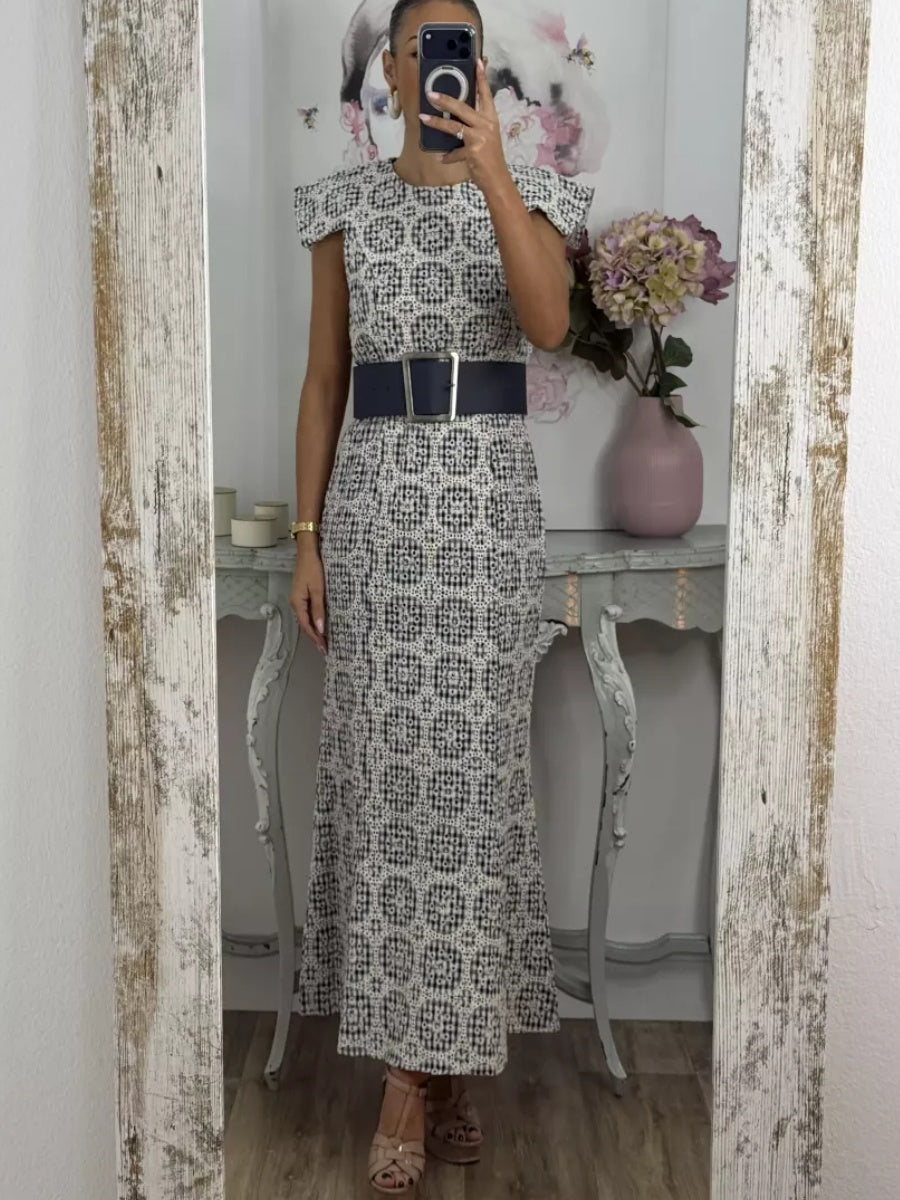 Embroidered Crew Neck Dress