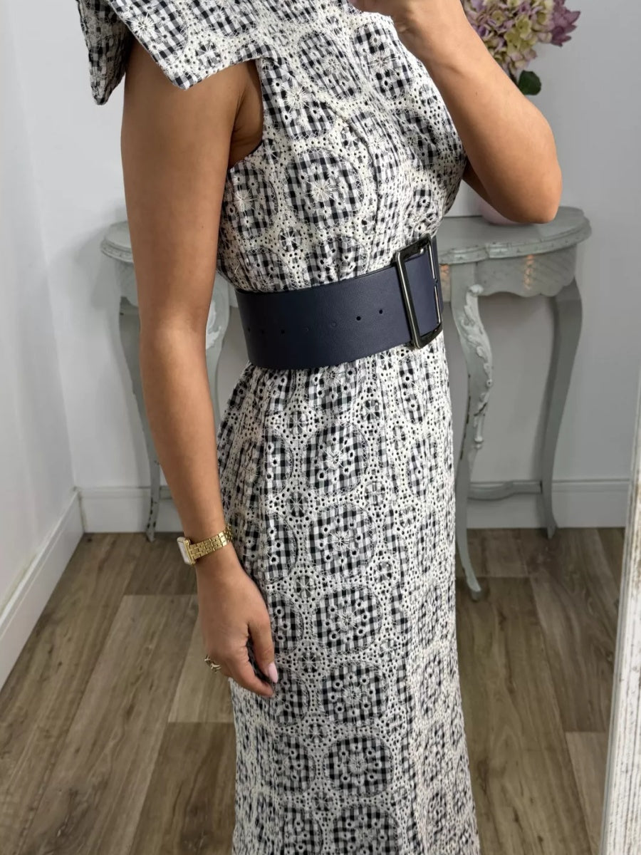 Embroidered Crew Neck Dress