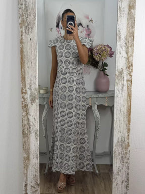 Embroidered Crew Neck Dress