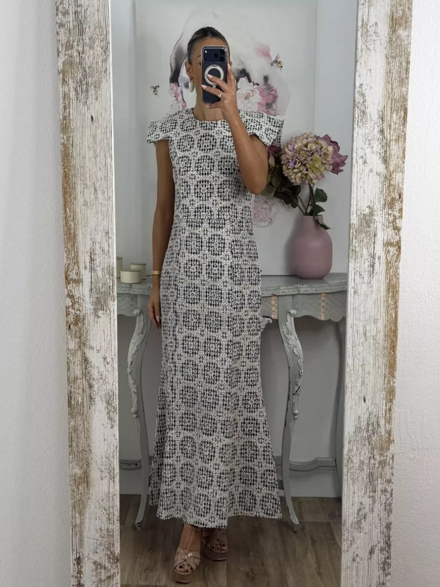 Embroidered Crew Neck Dress