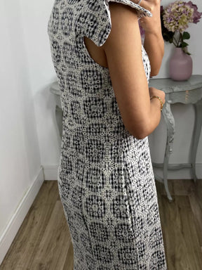 Embroidered Crew Neck Dress