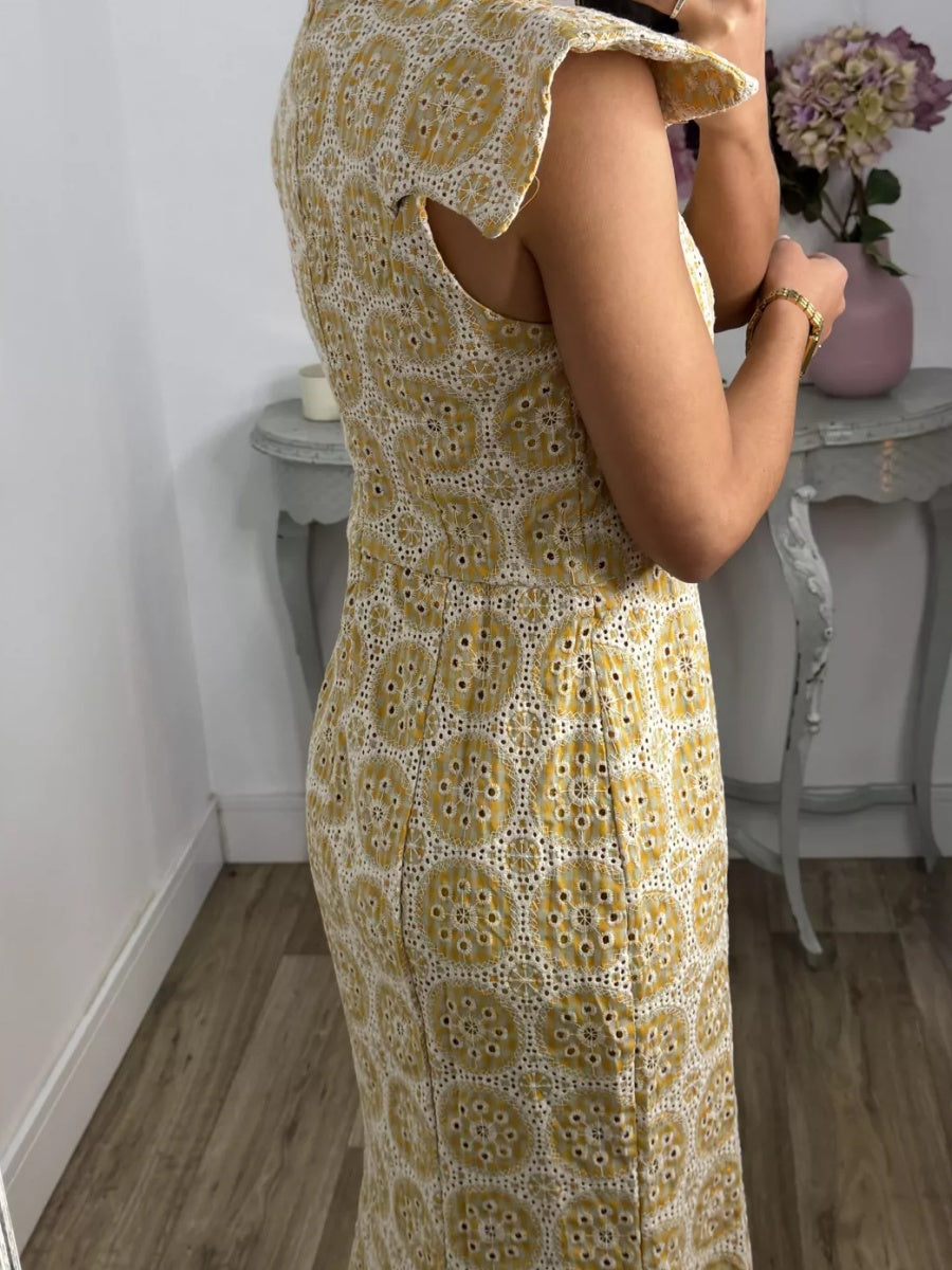 Embroidered Crew Neck Dress