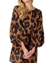 Puff Sleeve Leopard Mini Shift Dress