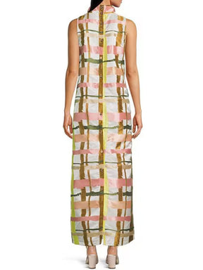 Mock Neck Sleeveless Shift Maxi Dress