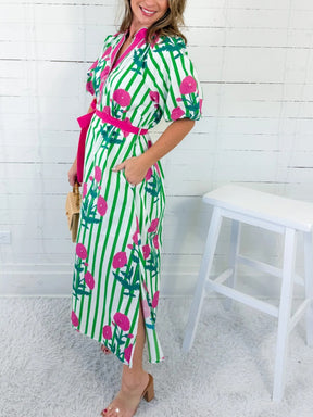 Green Floral Mix Maxi Dress
