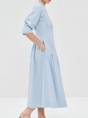Ruched Sleeves Midi Dress