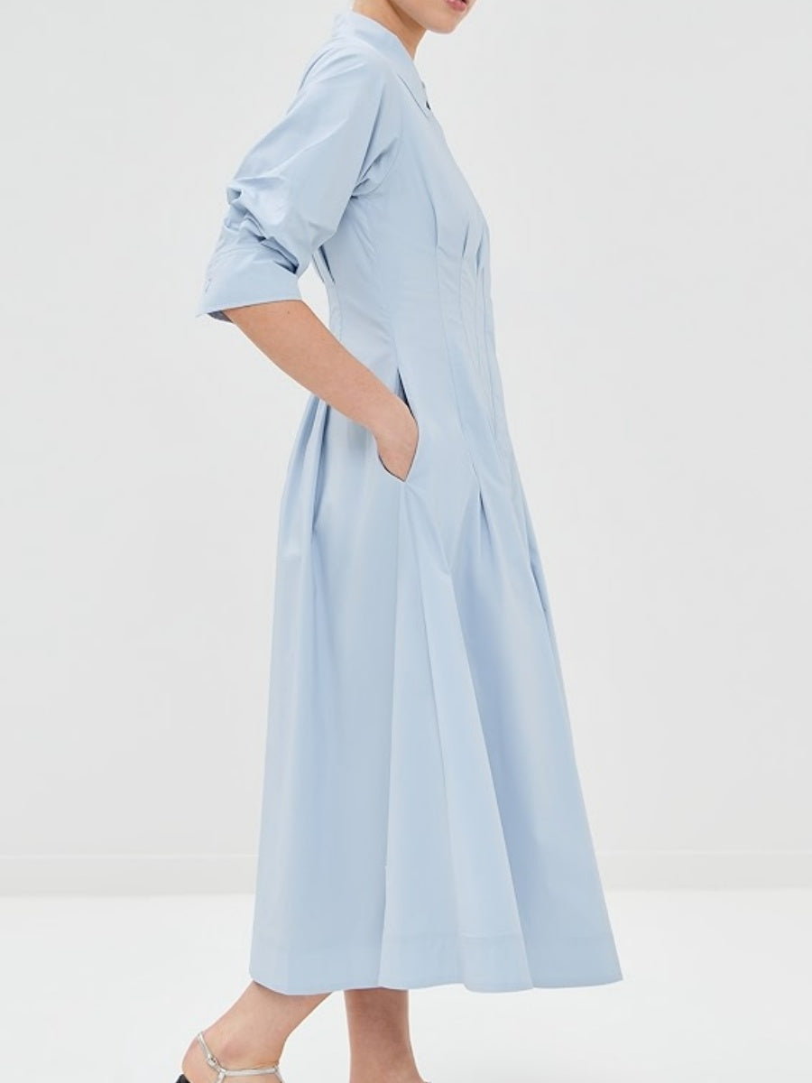 Ruched Sleeves Midi Dress