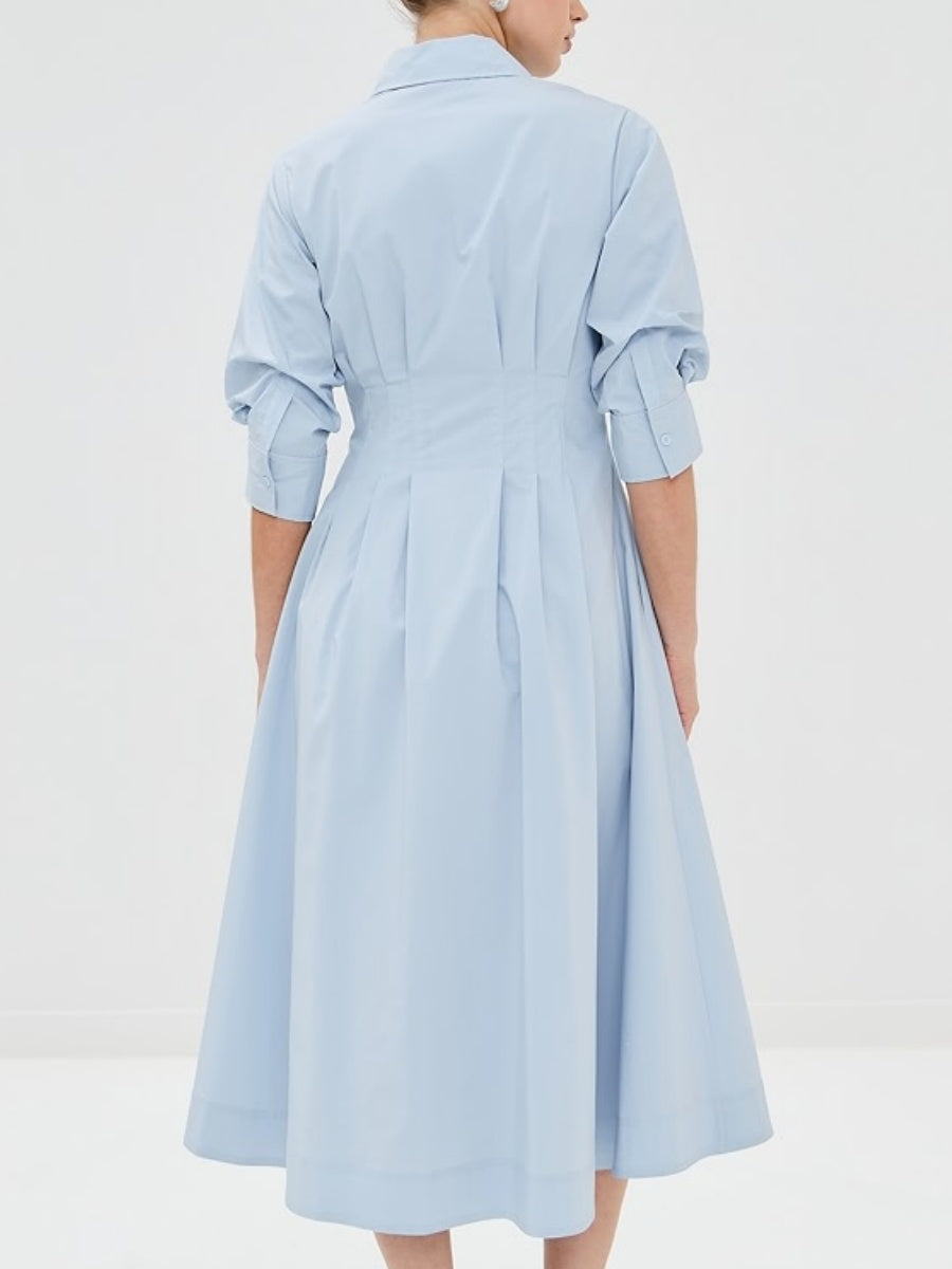 Ruched Sleeves Midi Dress