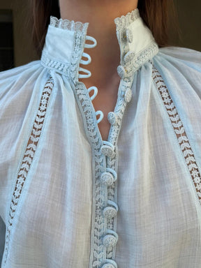 Sky Blue Linen and Lace Set