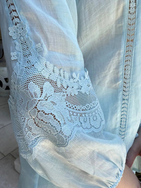 Sky Blue Linen and Lace Set