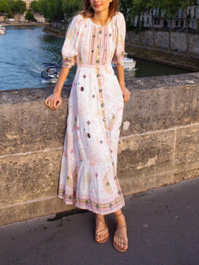 Balloon Sleeves Maxi Dress
