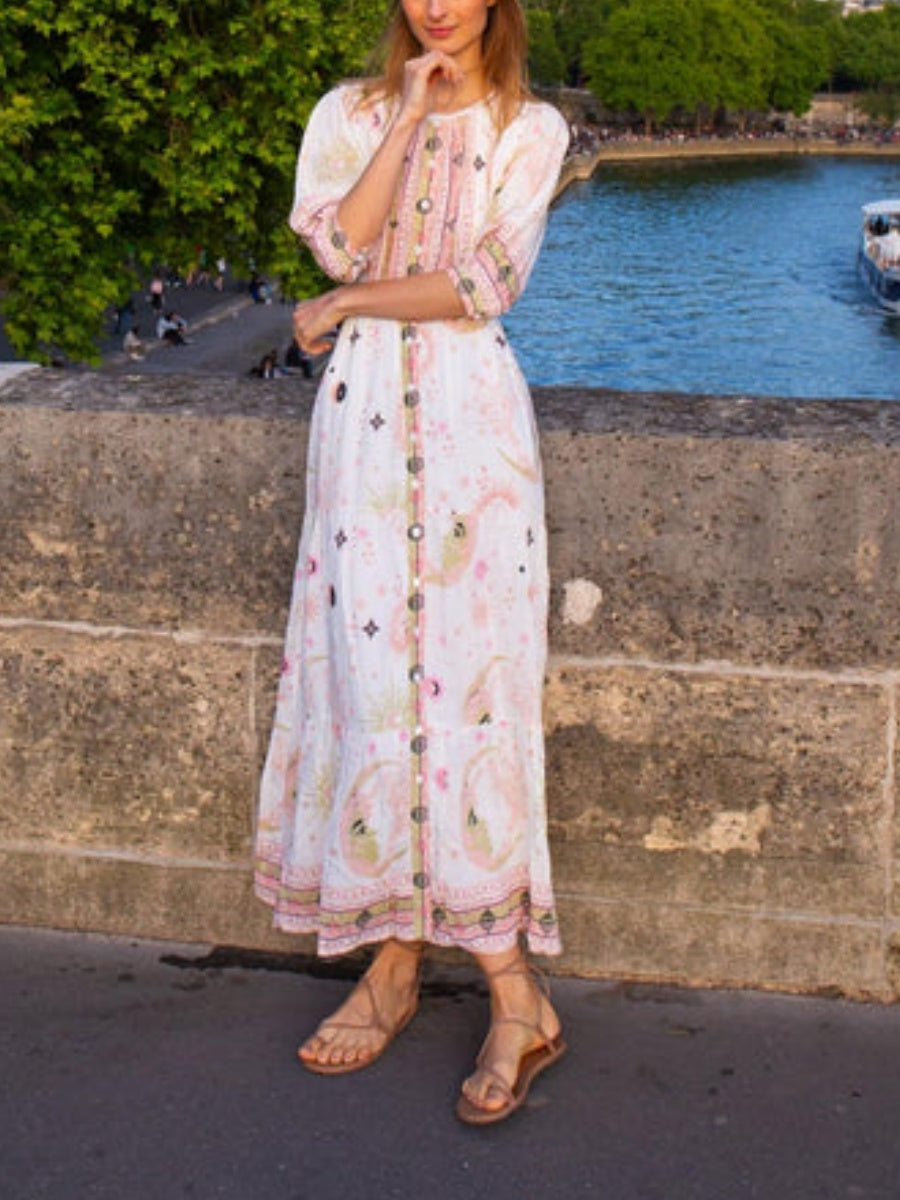 Balloon Sleeves Maxi Dress