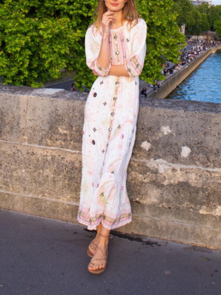 Balloon Sleeves Maxi Dress
