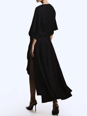 Flowy Midi Dress With Wrap Skirt