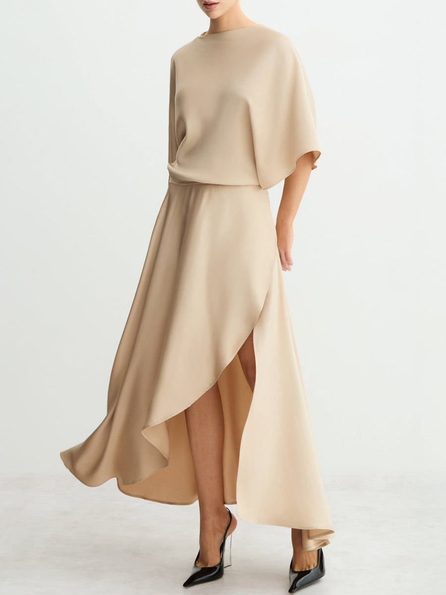 Flowy Midi Dress With Wrap Skirt