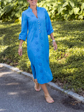 Long Blouson Sleeves Dress