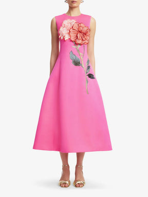 Appliqué Sleeveless Midi Dress