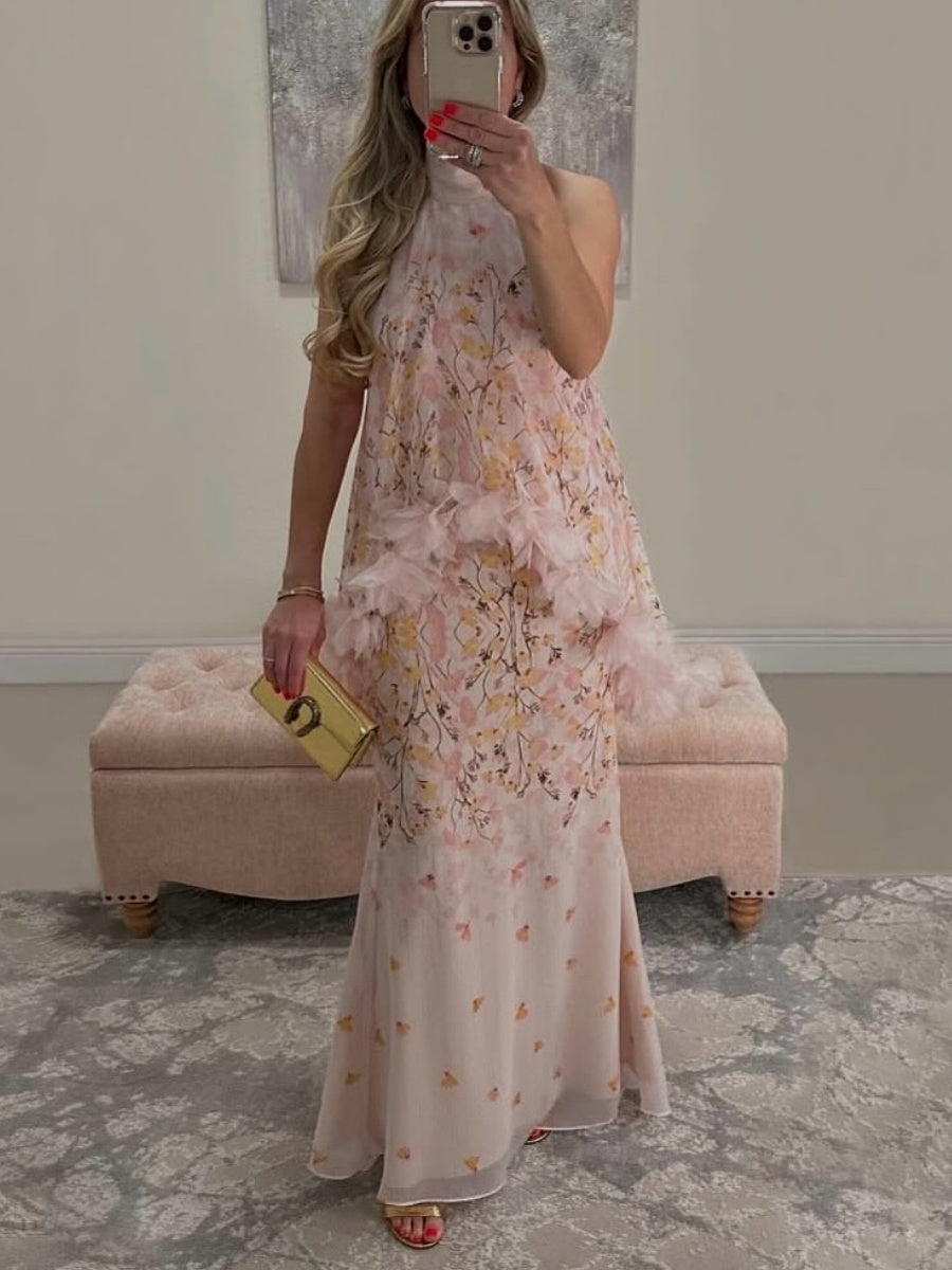 Elegant Floral Print Chiffon Set