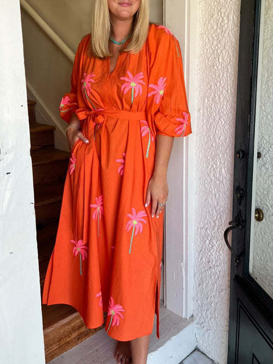 Orange Beach Palms Dress