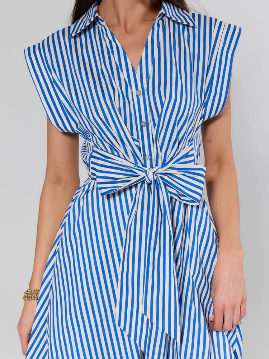 Blue Striped Midi Dress