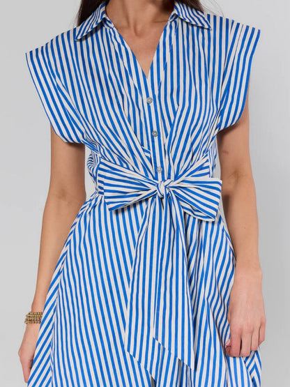Blue Striped Midi Dress