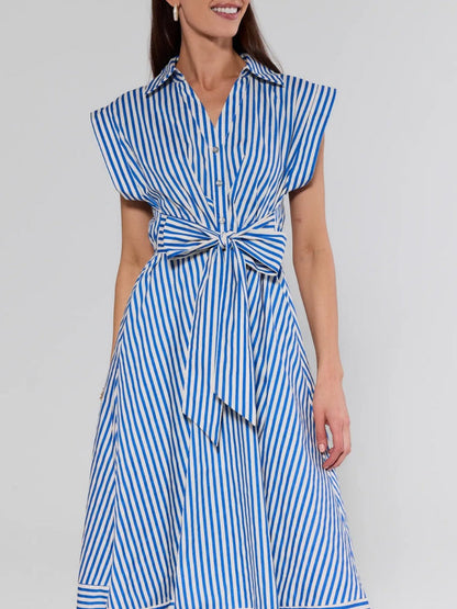 Blue Striped Midi Dress