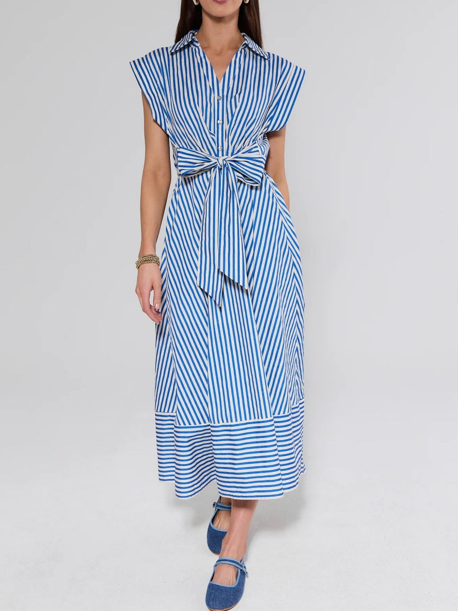 Blue Striped Midi Dress