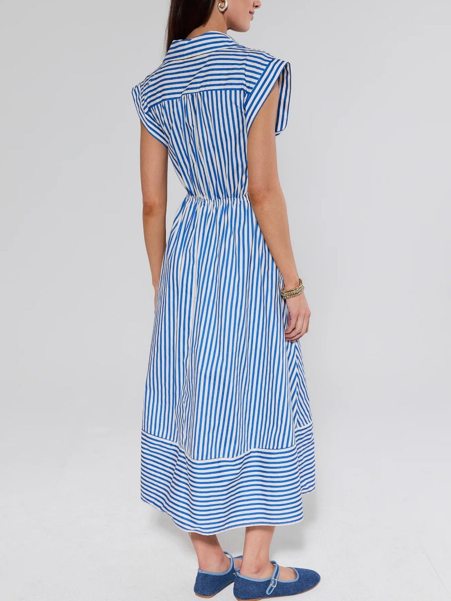 Blue Striped Midi Dress