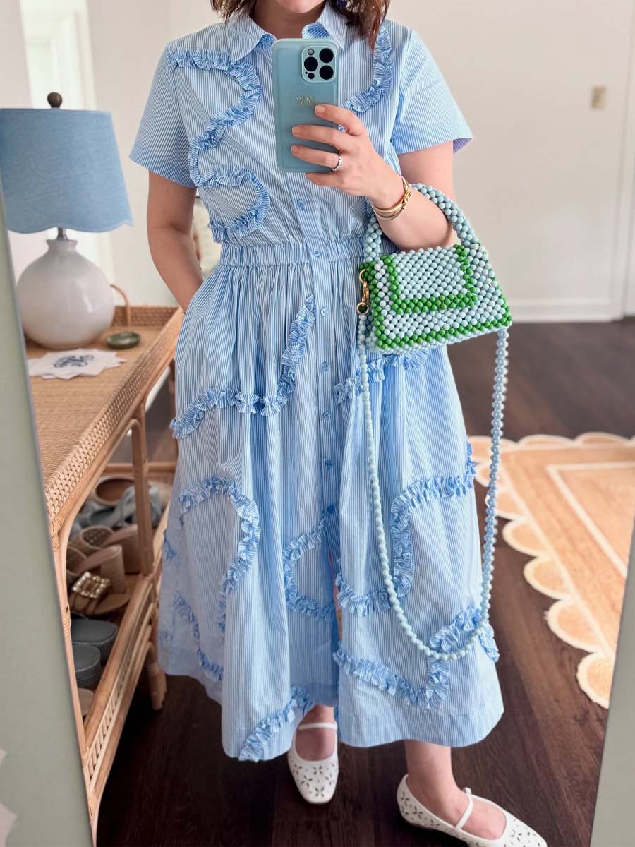 Ruffled Short Sleeve Midi Dress