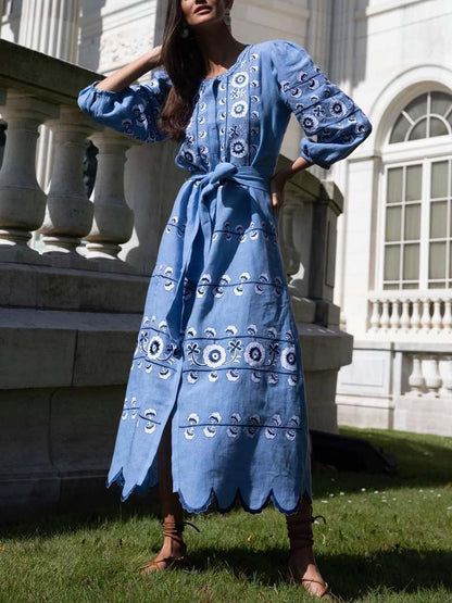 Linen Tie Belt Dress