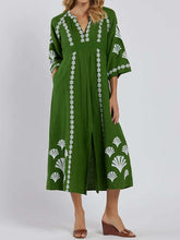 Placement Print V Neck Loose Dress