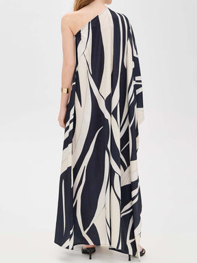One-shoulder Printed Loose Maxi Dress