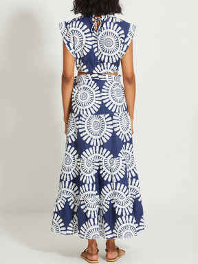 Printed Ruffled Two Pieces Dress