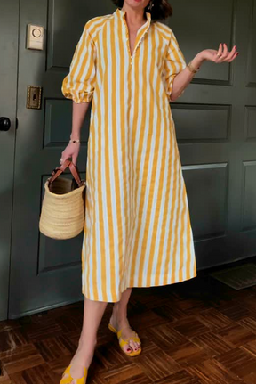 Lemon Striped Vacation Dress