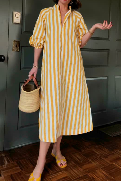 Lemon Striped Vacation Dress