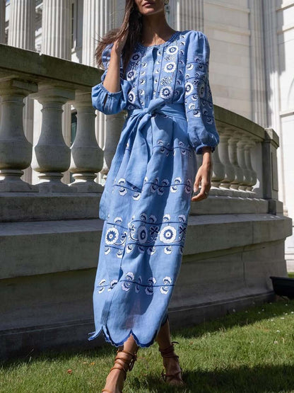 Linen Tie Belt Dress