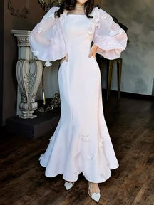 Square Collar 3D Flower Mermaid Dress