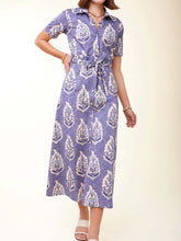 Printed Drawstring Waist Ruffled Dress