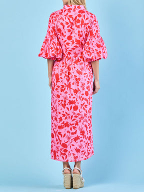 Printed Full Gathered Sleeve Dress