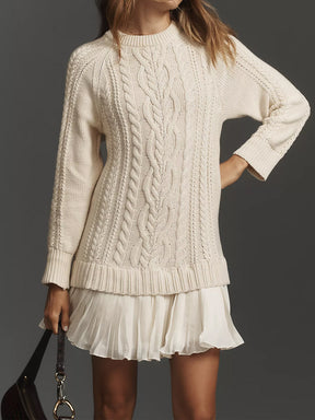 Cable-Knit Sweater Mini Dress