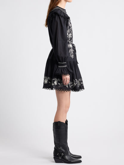 Embroidered Long Sleeve Mini Dress