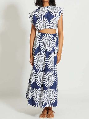 Printed Ruffled Two Pieces Dress