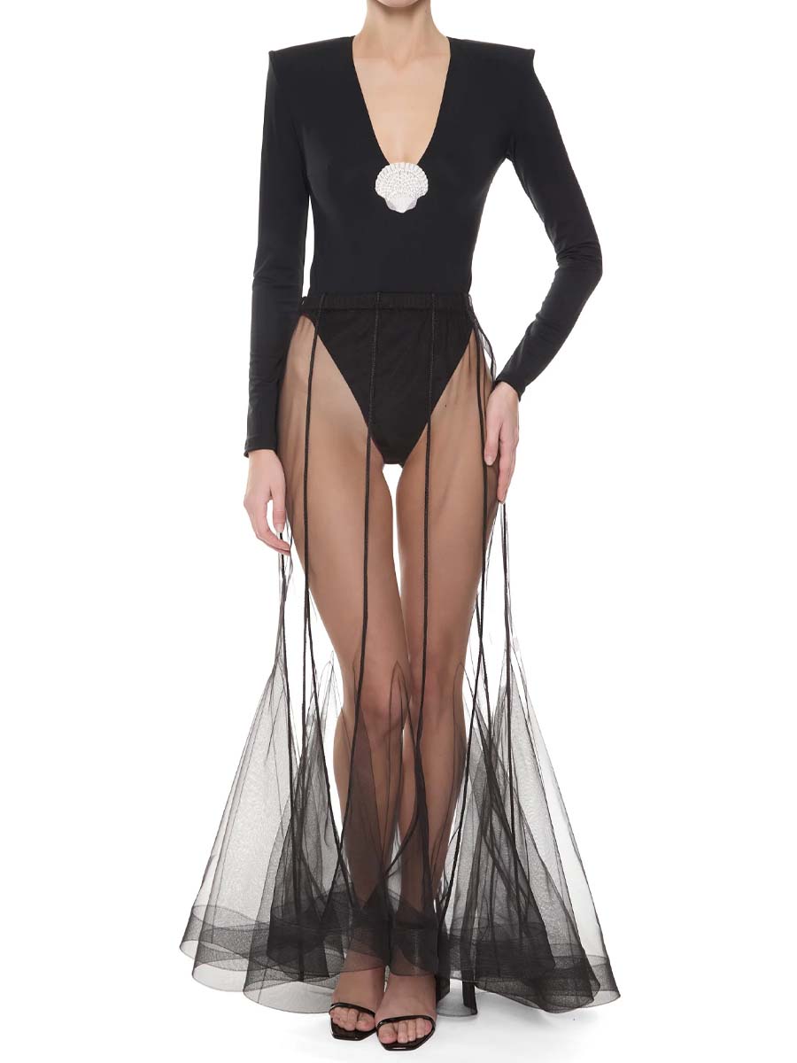 Elegant Deep V Neck Two Pieces Dress