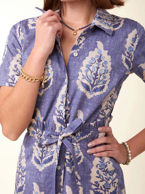 Printed Drawstring Waist Ruffled Dress