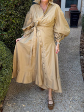 Asymmetrical Hem Blouson Sleeves Wrap Dress