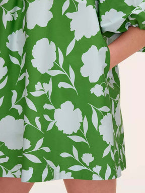 Printed V Neck Long Sleeve Mini Dress